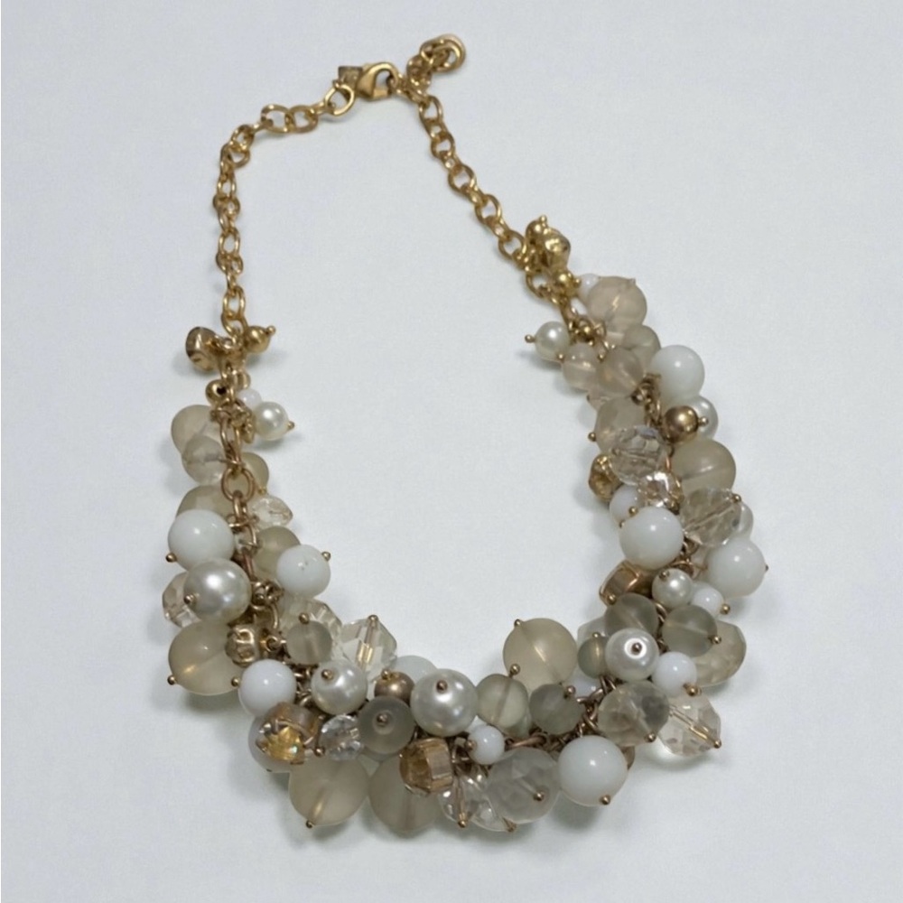 Banana Republic Gold-Tone- Glass- Rhinestone Beaded Statement Necklace
